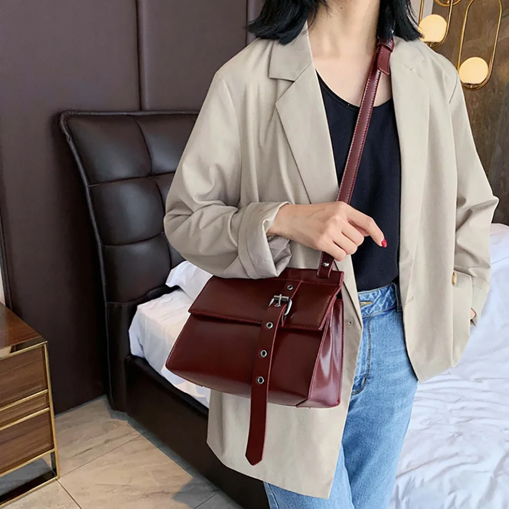

Ladies Fashion Shoulder Bag Retro Magnetic Buckle Crossbody Bag PU Leather Solid Color Handbag Messenger Bags schoudertassen