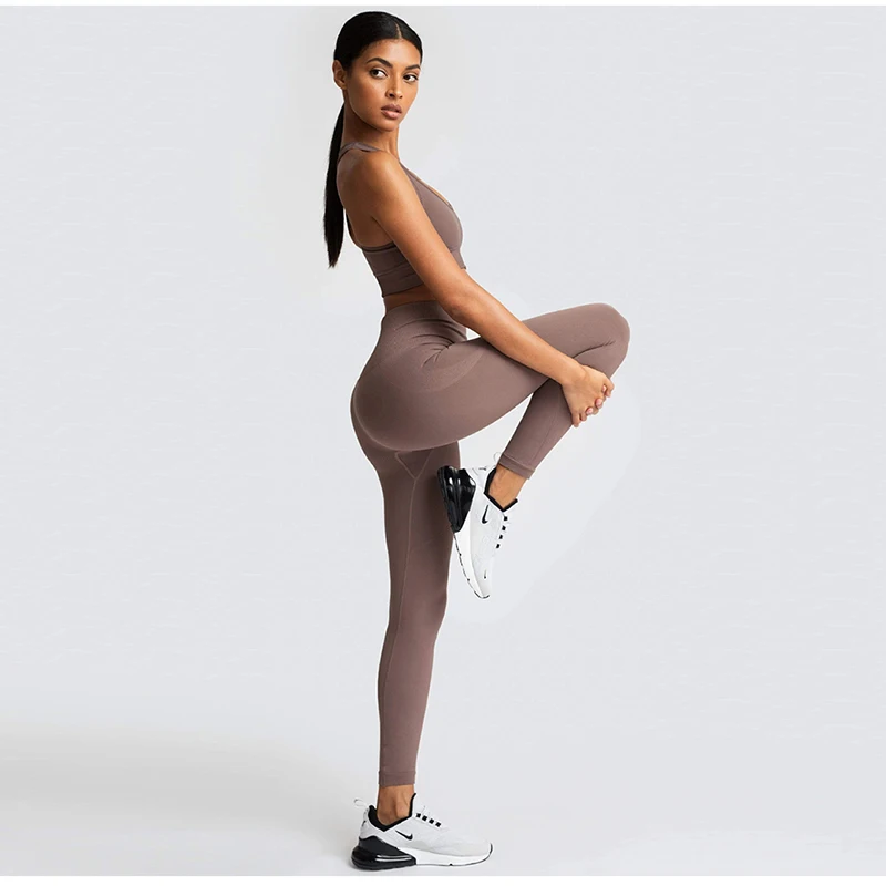 

New Arrival Training Suit 2 Pcs Yoga Set Sweat Suit Exercise Pants for Women Seamless Bra and Skinny Pants Free Shipping