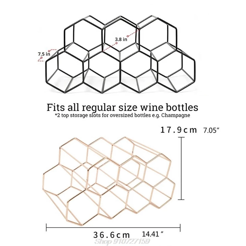 

Modern Metal Honeycomb Wine Rack Wine Bottle Storage Beehive Tabletop Wine Rack Hexagon 9 Bottle Wine Holder N20 20 Dropshipping