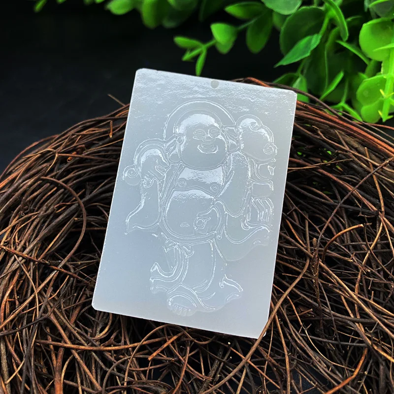 

Natural White jade Hand Carved Chinese Buddha Lucky Amulet Pendant Free Necklace Fashion Fine Jewelry Energy Reiki Healing Gift