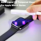 Закаленное стекло Nano Liquid UV для Apple Watch 7, 6, SE, 5, 4, 3, 2, 40 мм, 44 мм, 45 мм, пленка для экрана iWatch 7, 6, 5, 4, 3, 2, 1, 38 мм, 41 мм, 42 мм