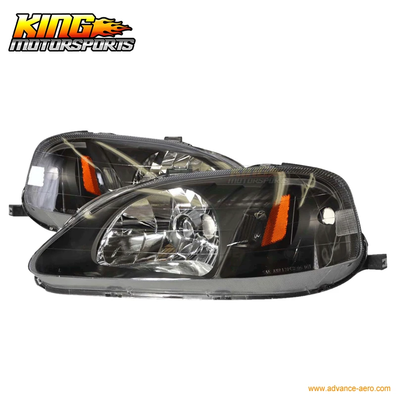Черный корпус фары лампы W/янтарный угловой отражатель подходит для 1999-2000 Honda Civic