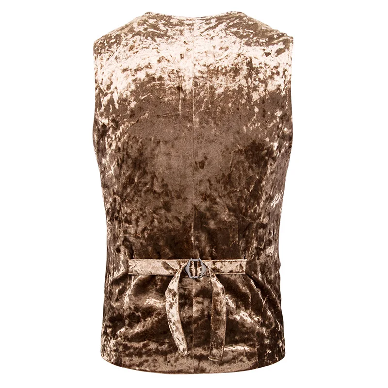 Жилет мужской бархатный двубортный с V образным вырезом и стразами|Костюмные