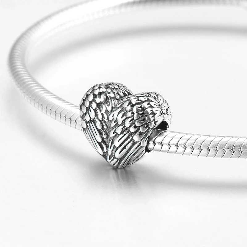 Новинка 2018 подарочные серебряные бусины в форме крыла сердца для