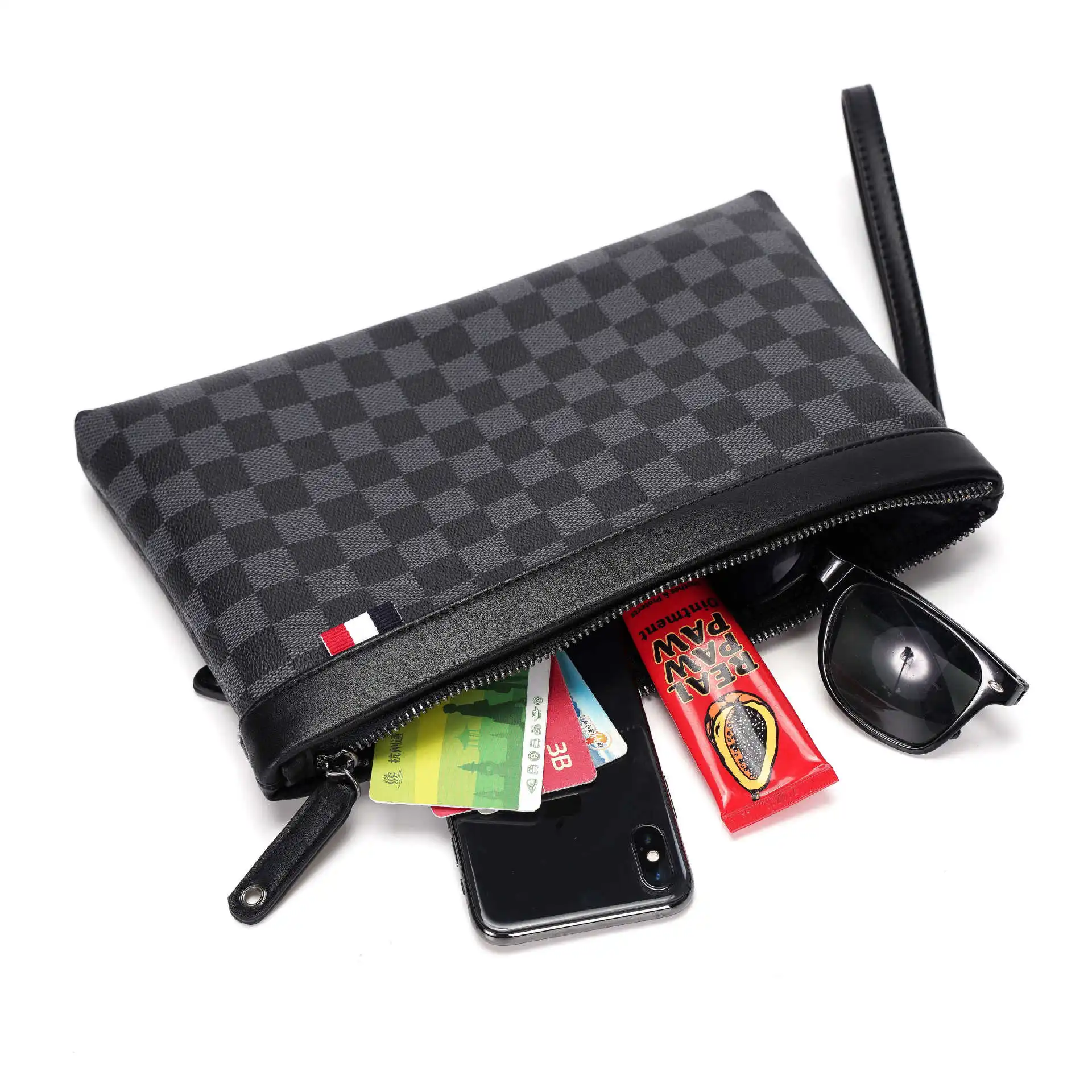 

Fashion Brand Designer Men's Bag Cluth Purse Plaid Print Mini Handbags for Men Luxury Business Envelope Hand Bags Leather Bolso