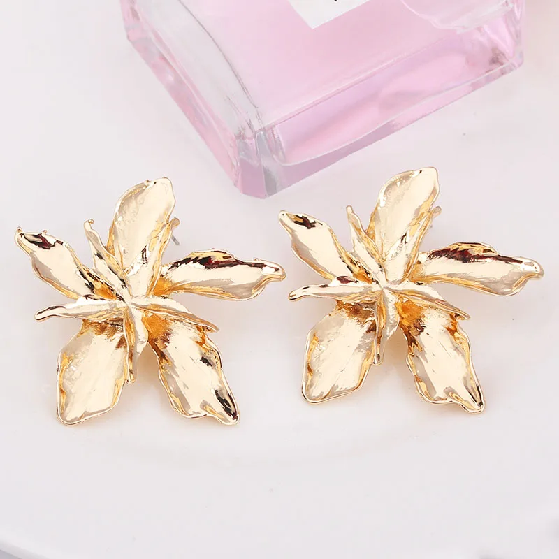 ES1322 винтажные металлические серьги новые модные большие цветочные