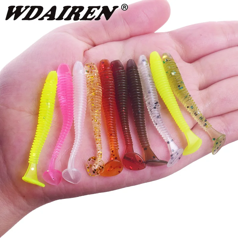 10pcs/lot fishing Soft Artificial worm lures 48mm 0.8g Jigging Wobblers fishy smell Silicone Flexible Bait Swimbait Maggots | Спорт и