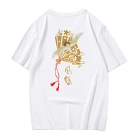 fun chinese style crane print mens t shirt summer casual harajuku teen all match short sleeved clothes hip hop simple black top