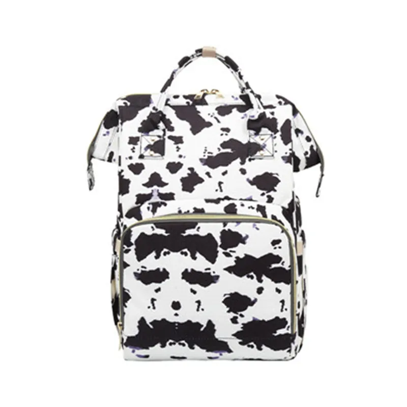 

Fashion Lady Diaper Bags Cow Printed Baby Mummy Nappy Backpacks Multi-functional Large Capacity Family Travel Out Maternity Bags
