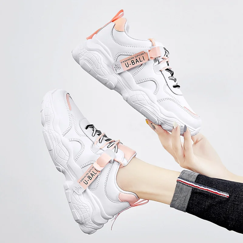 Женские массивные кроссовки из искусственной кожи повседневные дышащие на