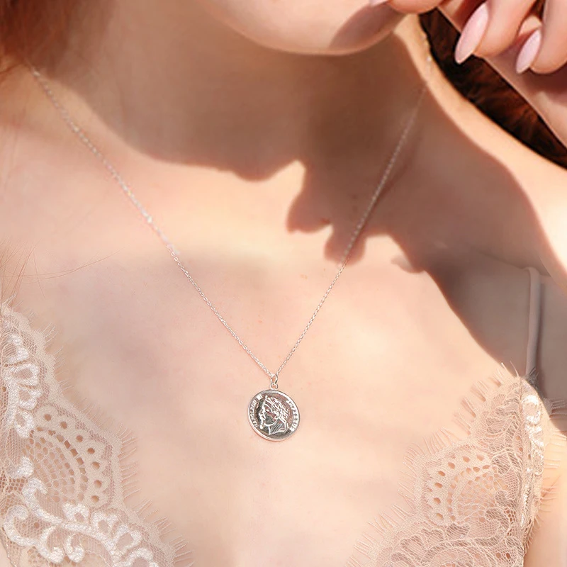 Ожерелье для монет 100% Стерлинговое Серебро 925 пробы сделанное в древнем стиле