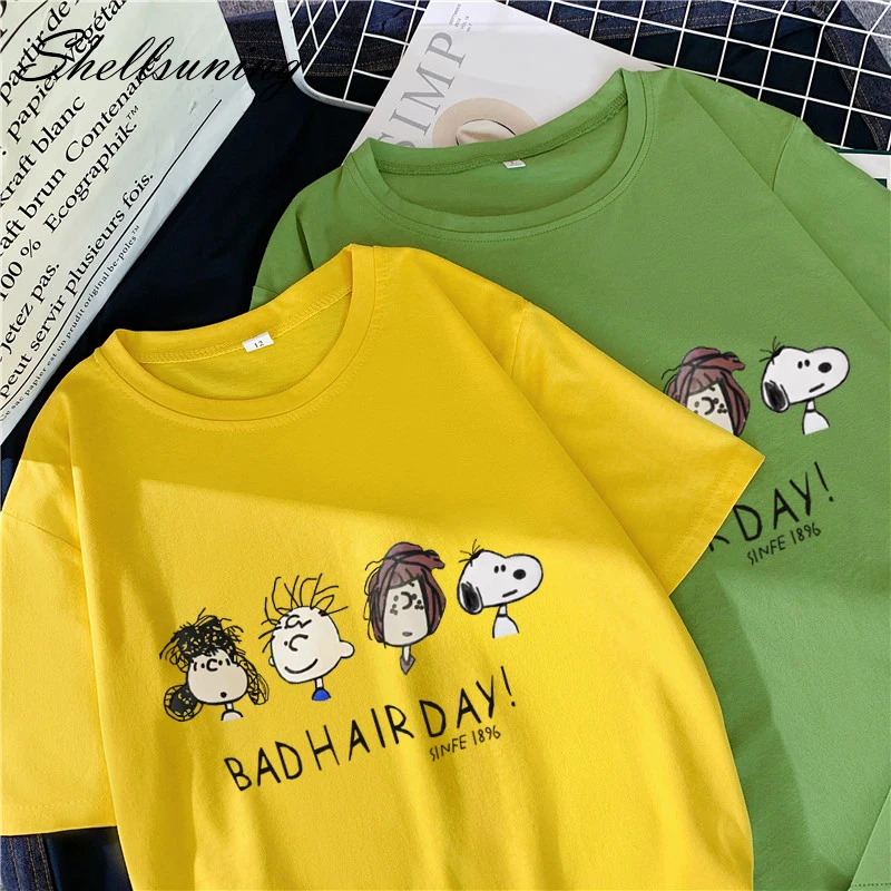 Shellsuning Chic Женская футболка Kawaii мягкая с круглым вырезом Harajuku летняя повседневная