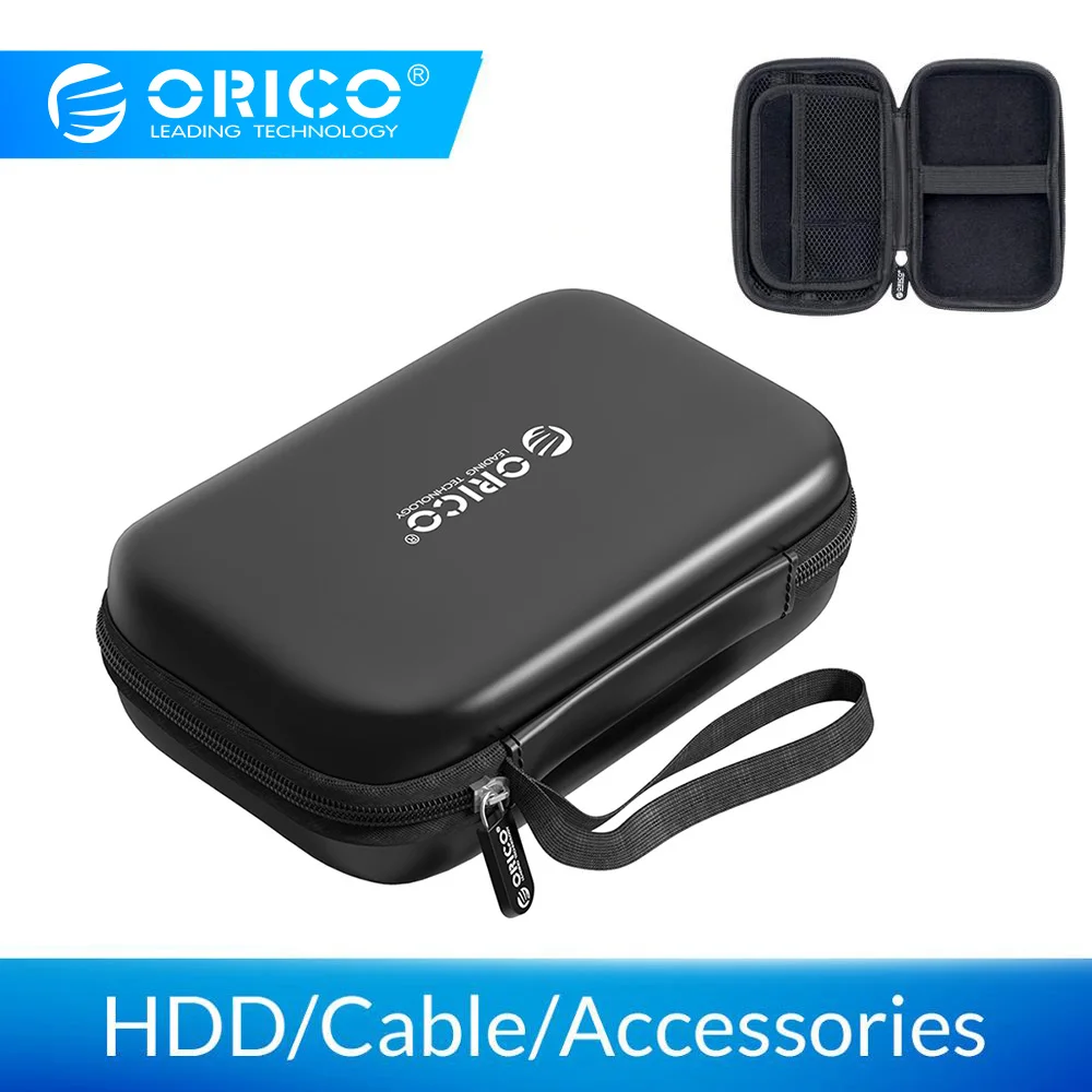 ORICO Внешний жесткий чехол для хранения HDD SSD сумка для 2,5 жесткого диска внешний аккумулятор USB кабель зарядное устройство Внешний аккумулятор наушники чехол PHM черный