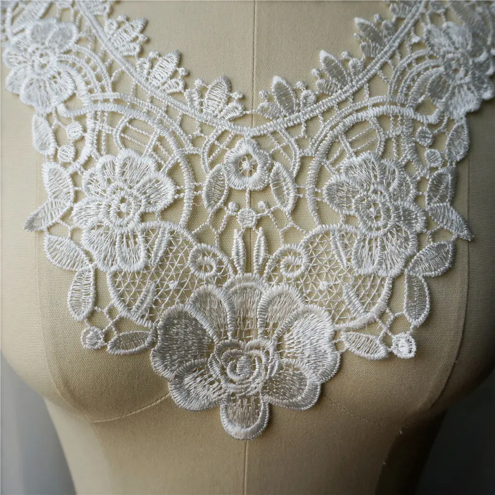 Белый цветочный воротник вышитая искусственная кружевная ткань винтажные