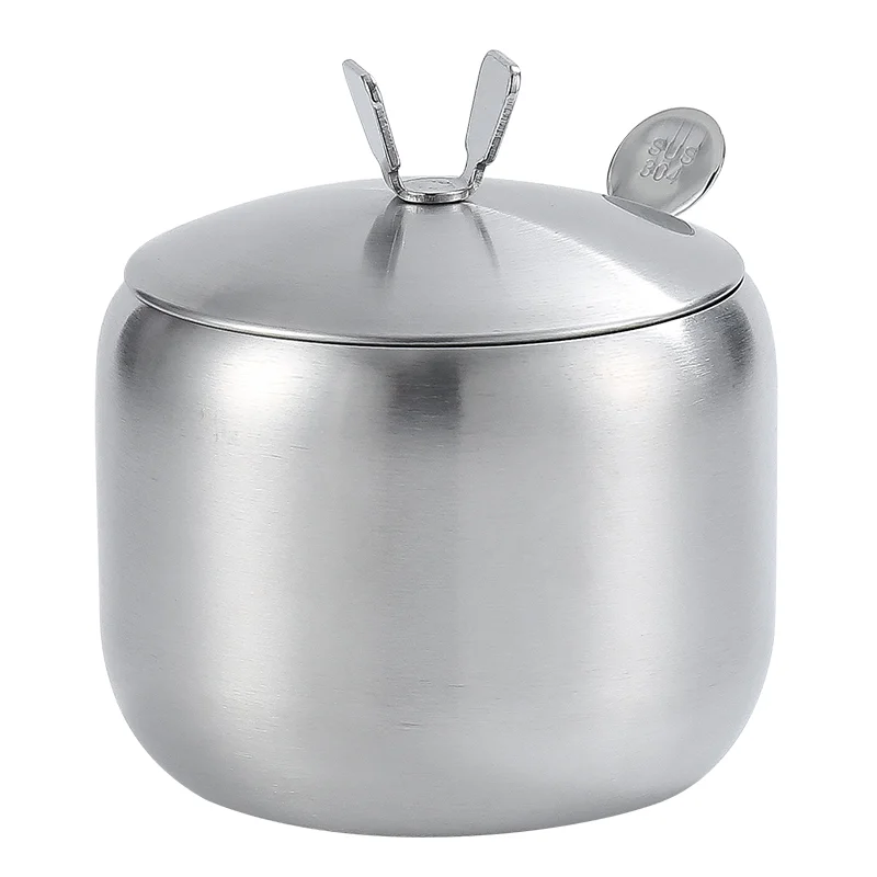 

European Style 304 Stainless Steel Seasoning Box Single Piece With Spoon Seasoning Pot Chili Oil Pot Creative Kitchen Salt Pot