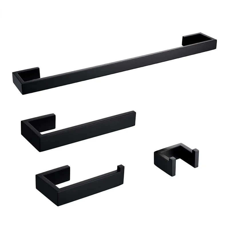 

Stainless Steel Black Wall-mounted Toilet Paper Holder Clothes Hook Towel Bar Kitchen Facilities Hardware Bathroom Accessories
