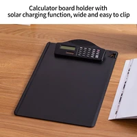 black clipboard with calculator writing pad file folders document holder with solar charging calculator pen clip ruler