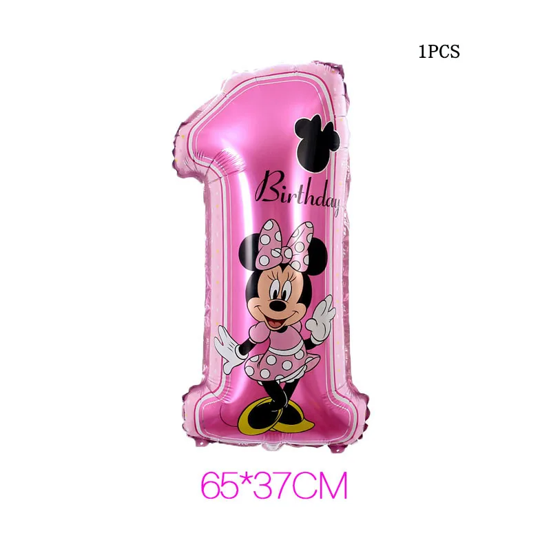 L minnie number 1 Минни Микки День рождения в виде торта праздничные шары украшения для взрослых 18 день рождения украшения красные/черные буквы Микки латексные шары - Цвет: L minnie number 1