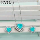 EYIKA, романтическое сердце из паралиба, турмалиновые циркониевые ожерелье, серьги, роскошные серьги для свадьбы, помолвки, Дня Святого Валентина