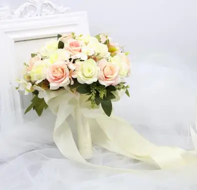 Свадебный букет ручной работы Искусственный цветок розы buque casamento Свадебный букет для свадебного украшения ramos de novia w1 - Цвет: 09