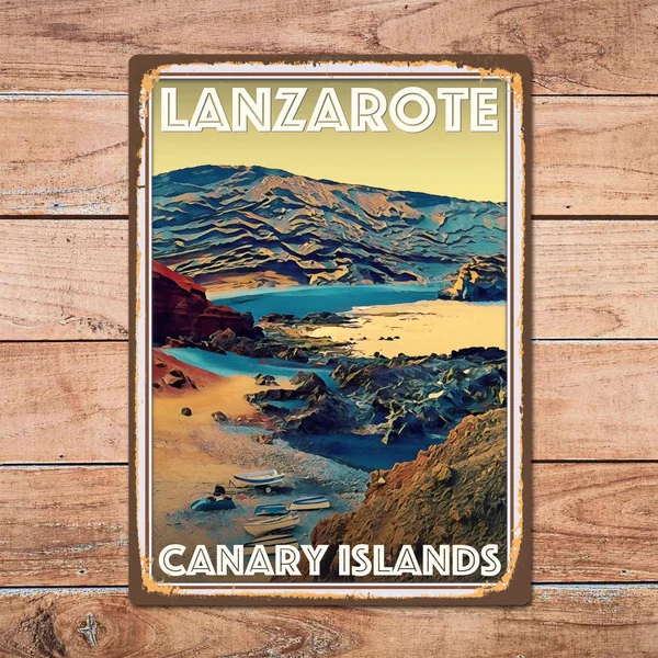 

Металлическая Оловянная вывеска Lanzarote для Канарских островов, Настенный декор для домашней комнаты, Ретро винтажный стиль, постер для путеш...