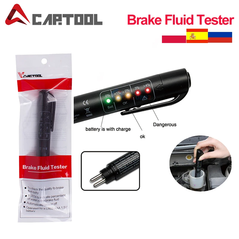 Тестер жидкости для автомобиля ручка проверки тормозной 5 светодиодный
