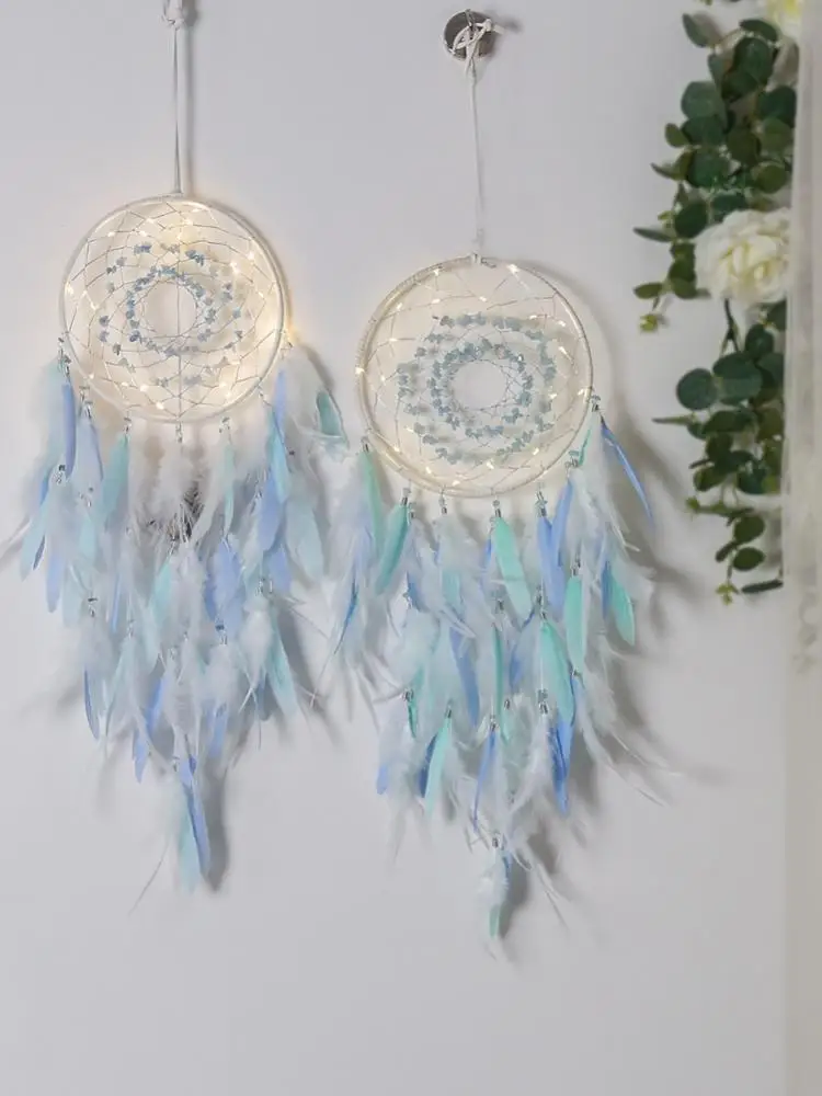 

Ins Style Small Fresh Creative Dream Catcher Lighting Girl Room Decoration Gravel Dream Catcher Wind Chime Pendant Dream Catcher