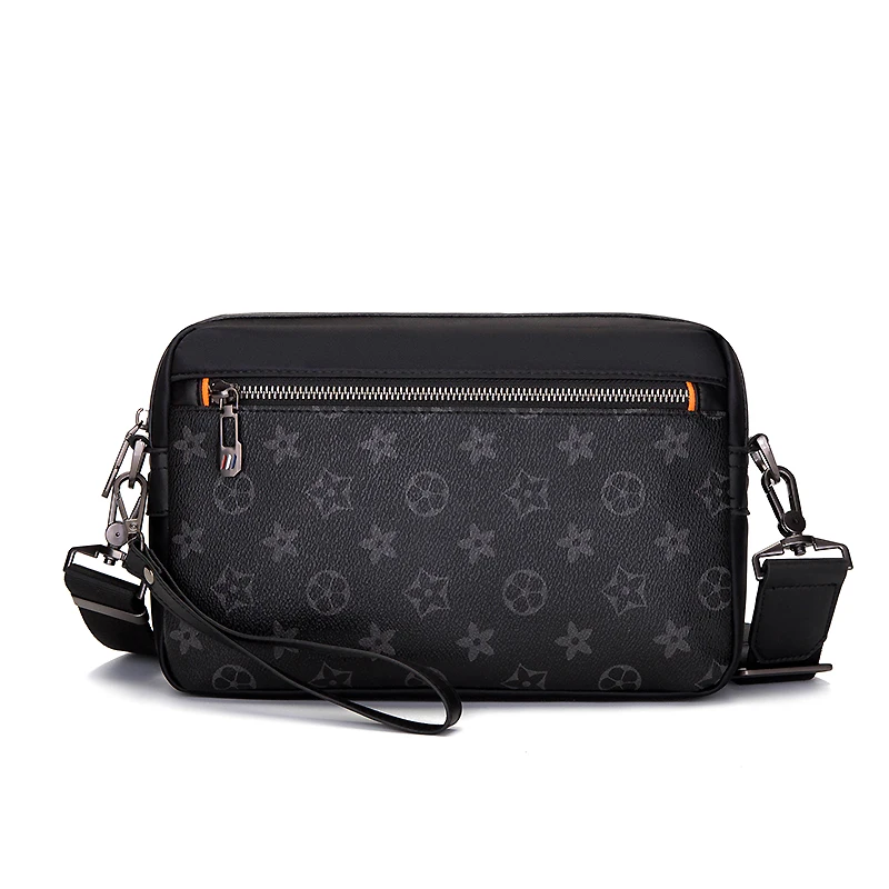 

Vintage Men Clutch Bag Wrist Leather Classical Floral Clutch Handbags Phone Pocket Zipper Purse Coin Holder Bag-Clutch