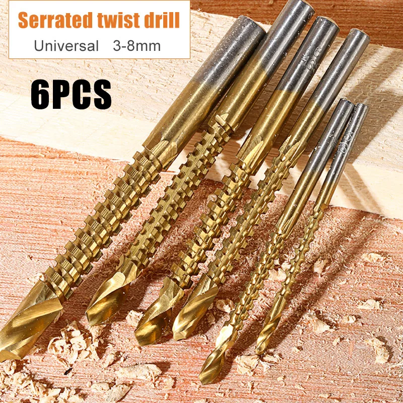 

Hot 6 Pcs 3-8mm Cobalt Drill Bit Set HSS Length Twist Drill Bits Tool Woodworking D6