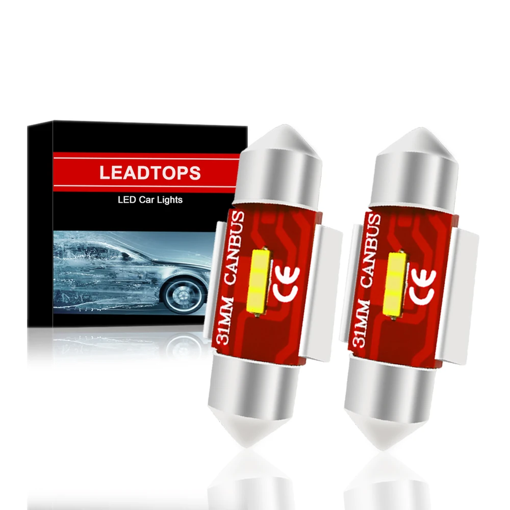 

LEADTOPS 2pcs Car Interior Reading lights C5W C10W Car LED Festoon 31/36/39/41mm 5500K Map Lamp License Plate Bulb DC 12v E