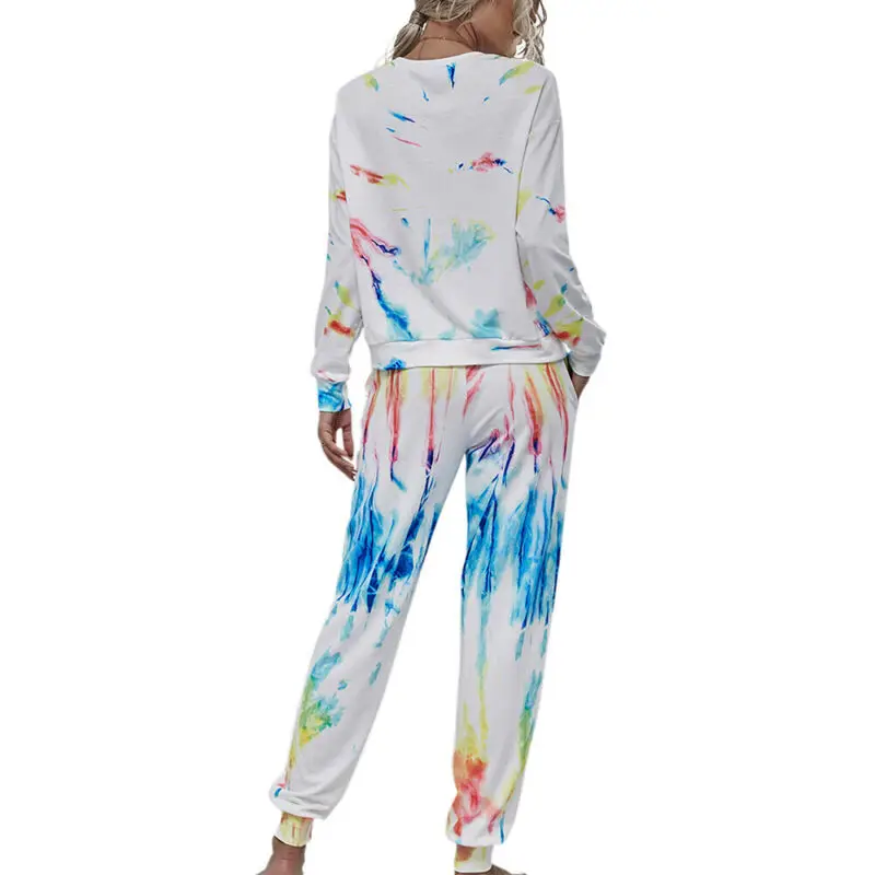 

Women Tie Dye Tracksuit Long Sleeve Tops Pants Set Casual Sports Jogger Outfits
