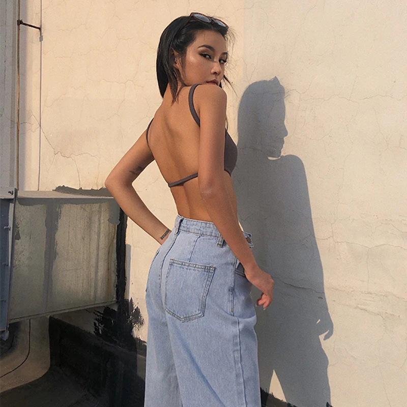 Женский летний укороченный топ с открытой спиной жилет майки топы | Женская