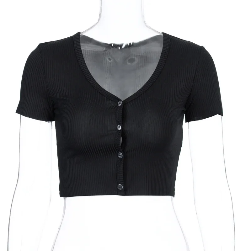 

Summer New Female Solid Color Slim Short-sleeved T-shirt Clothing Women Tops