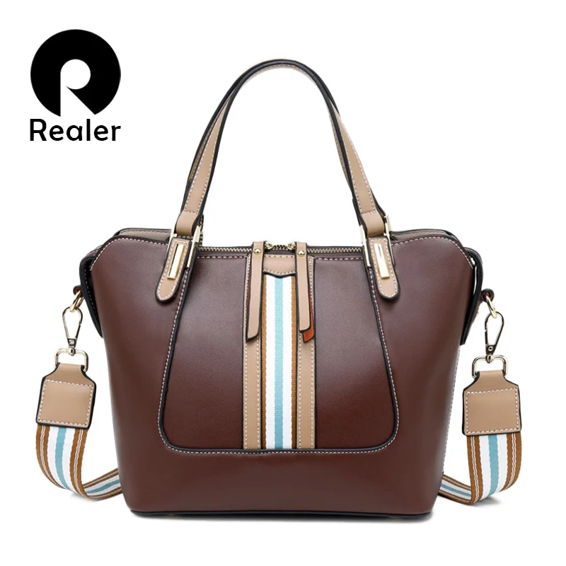 REALER роскошные сумки женские дизайнерские кожаные через плечо большие с верхней