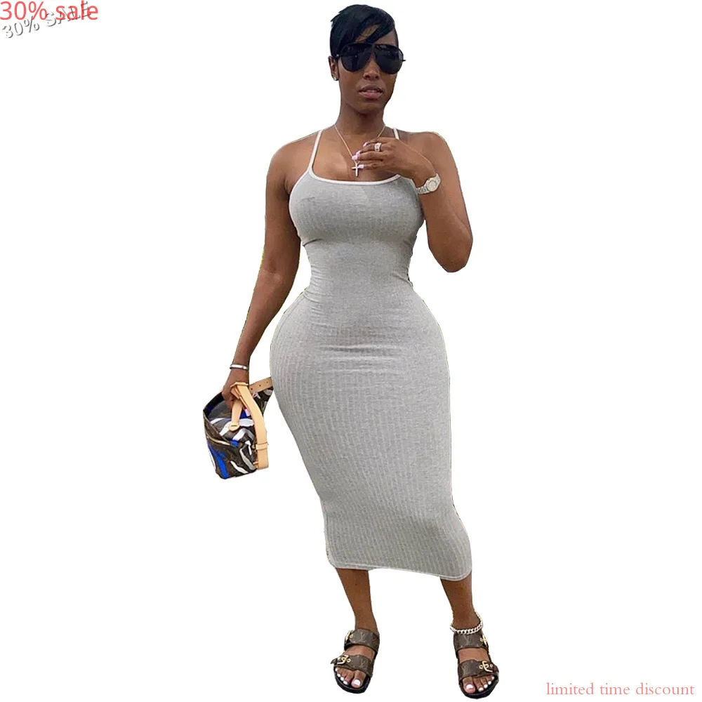 Платье женское на бретелях-спагетти длинное облегающее платье без рукавов