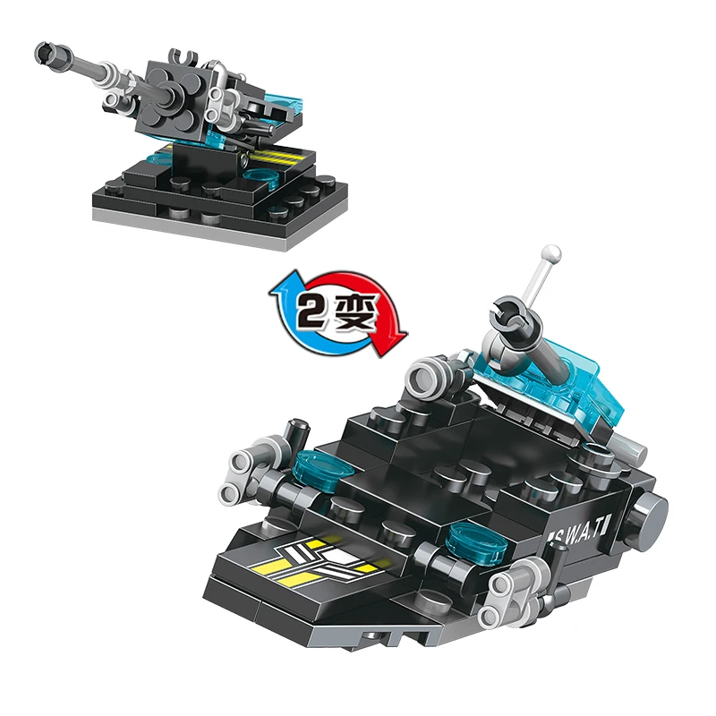 8 в 1 Набор строительных блоков военный технический боевой танк пистолет