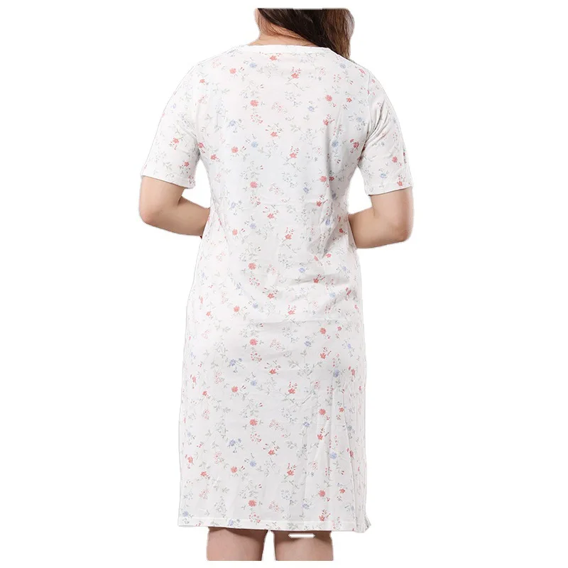 2021 New Four Seasons Cute Mid Long Short Sleeve Cotton Loose Women's Nightdress Casual Home Wear Nightgown Sexy Nightwear