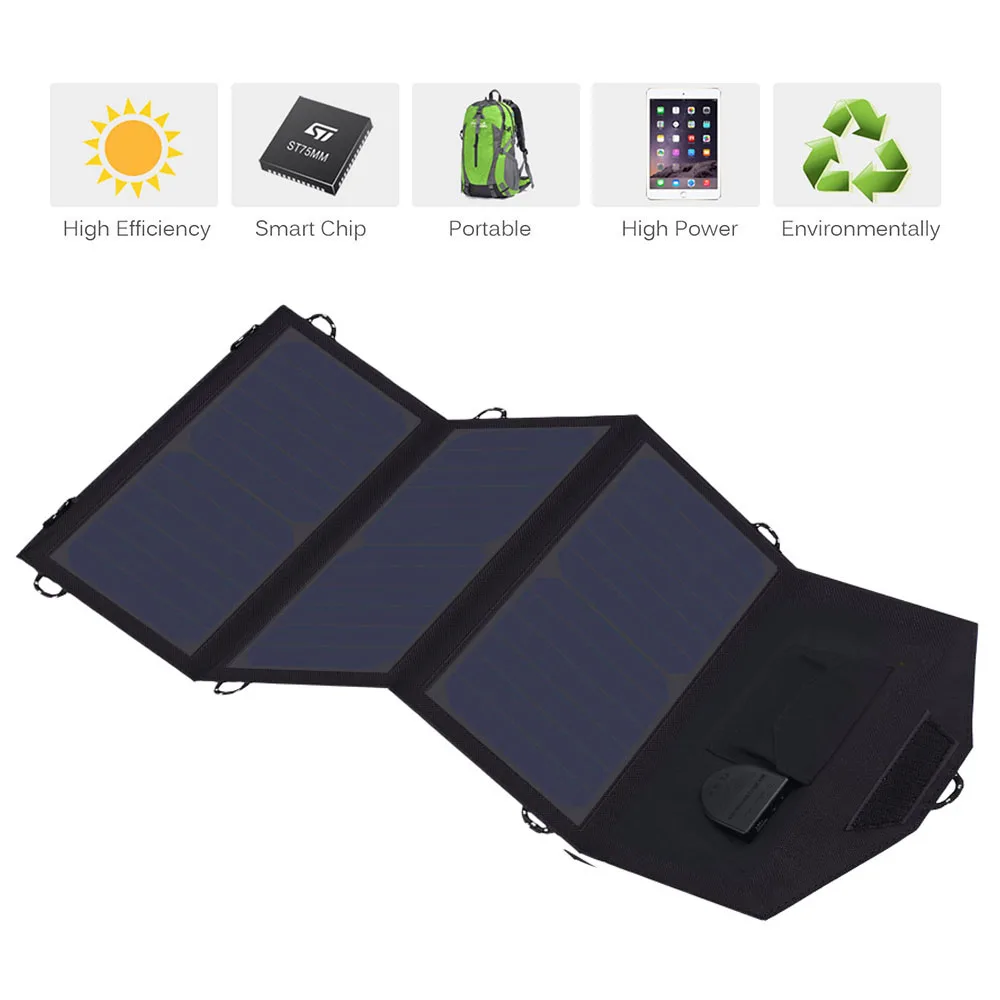 allpowers 18v 21w solar charger solar panel waterproof foldable solar power bank for 12v car battery mobile phone outdoor hiking free global shipping