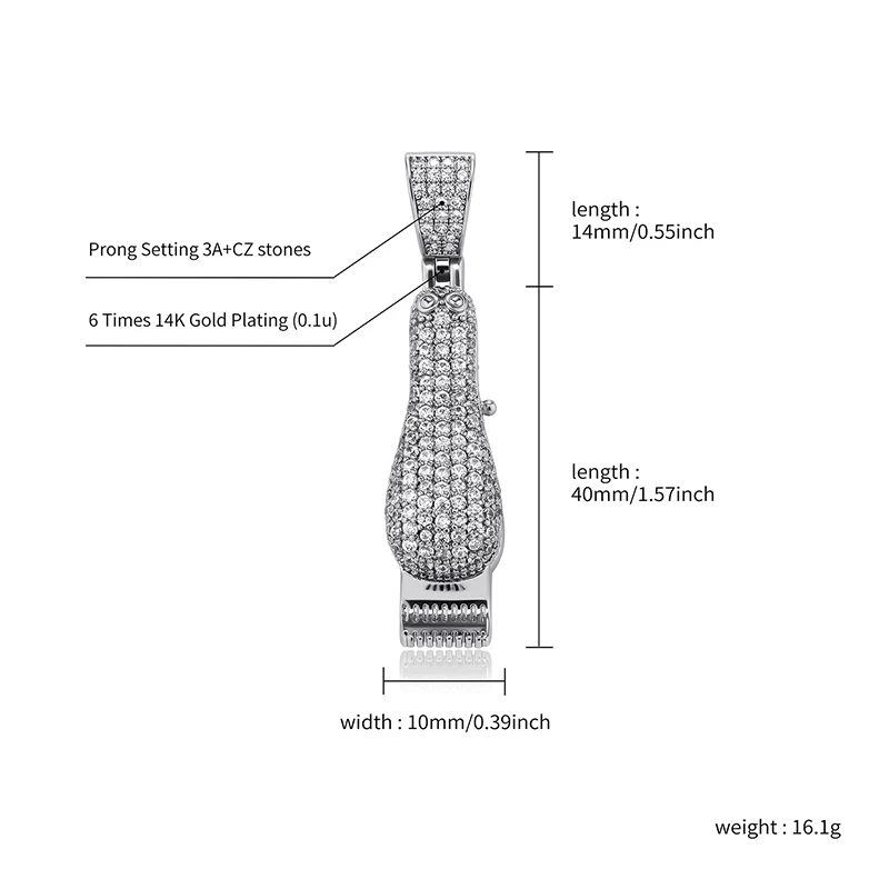 

JINAO Nieuwe Mannen Scheermes Hanger Hoge Kwaliteit Micro Pave Zirconia Europese En Amerikaanse Hip Hop Mode-sieraden Voor gift