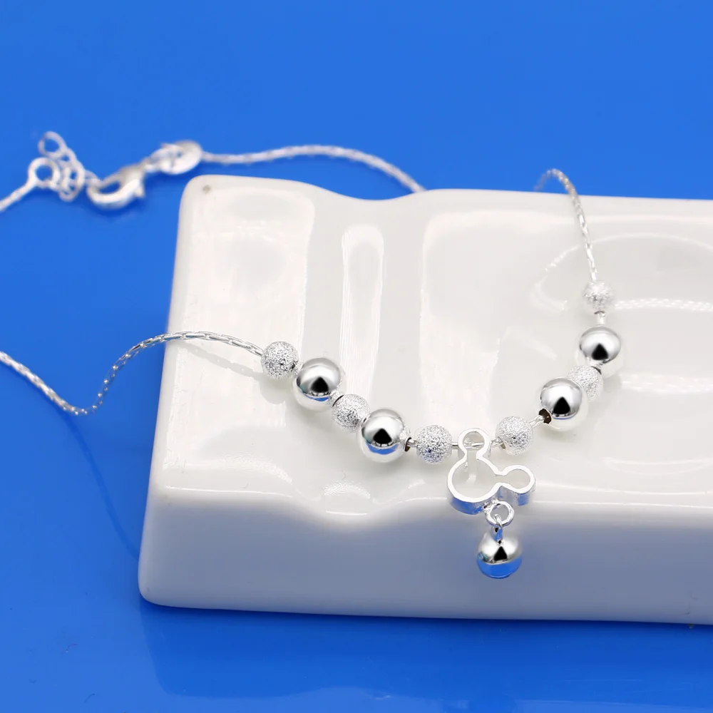 Ножной браслет с милым Микки 100% 925 пробы серебряные женские и ножные браслеты