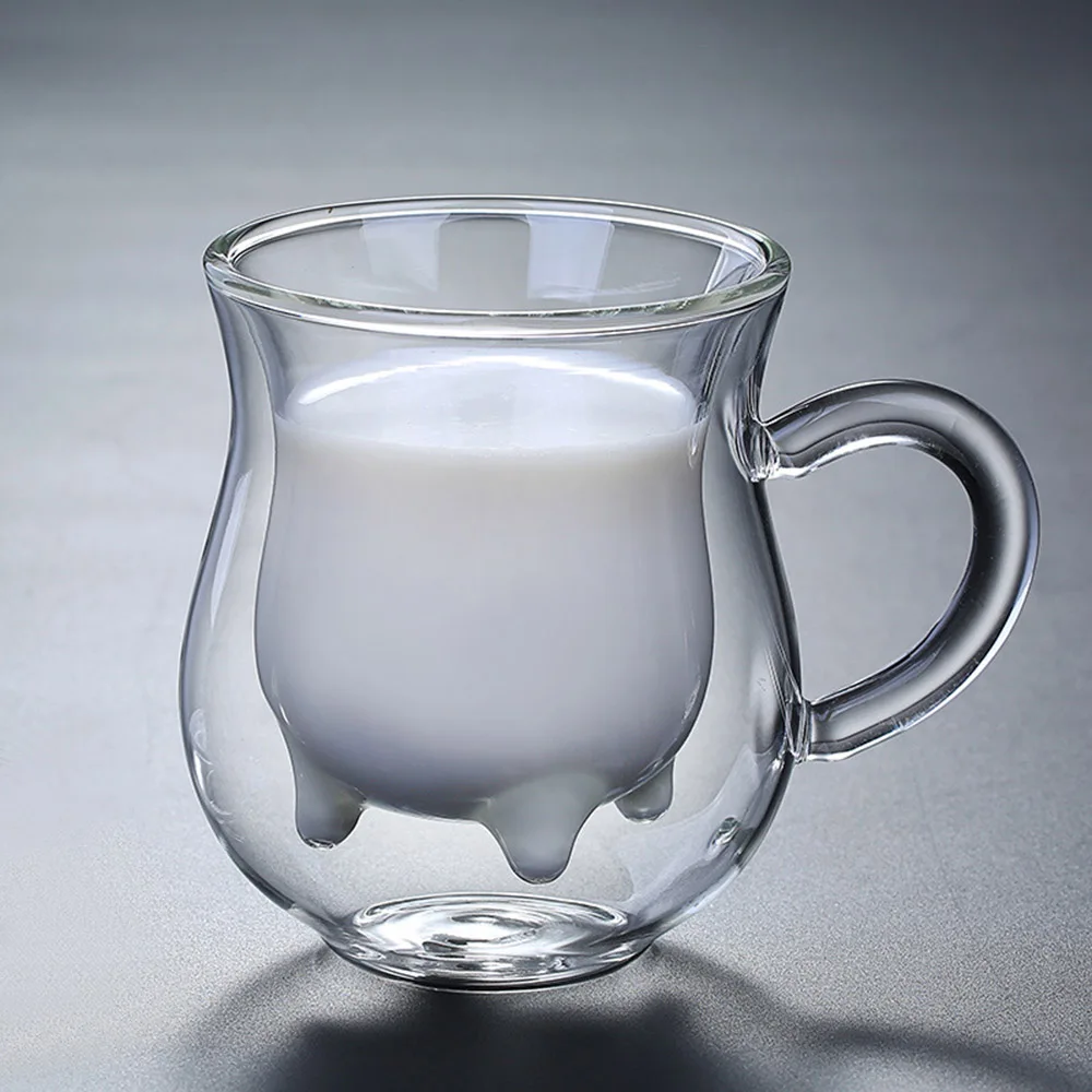 

Creative Milk Cup Vaso De Vidrio Double Insulation Coffee Juice Cup Wine Beer Whiskey Gift Drinkware for Kitchen Tableware 1PC