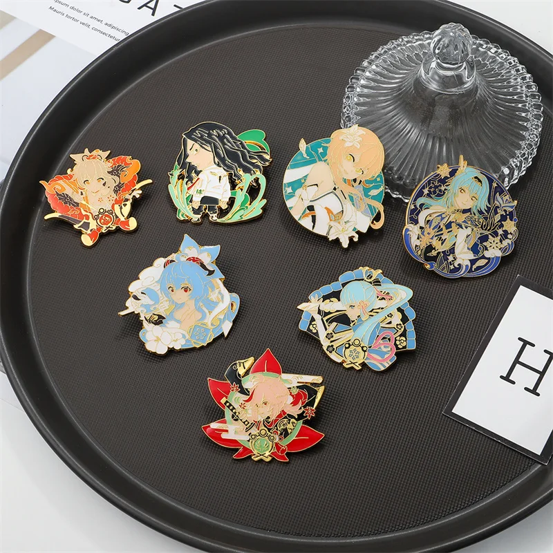 

Game Anime Genshin Impact Naganohara Yoimiya Kamisato Ayaka Kaedehara Kazuha Brooch Badge Metal Pin Cosplay Cartoon Jewelry Gift