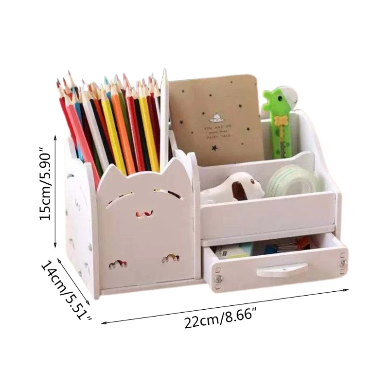 

Muiti Function DIY School Desk Pen Pencils Drawer Case Storage Box Table
