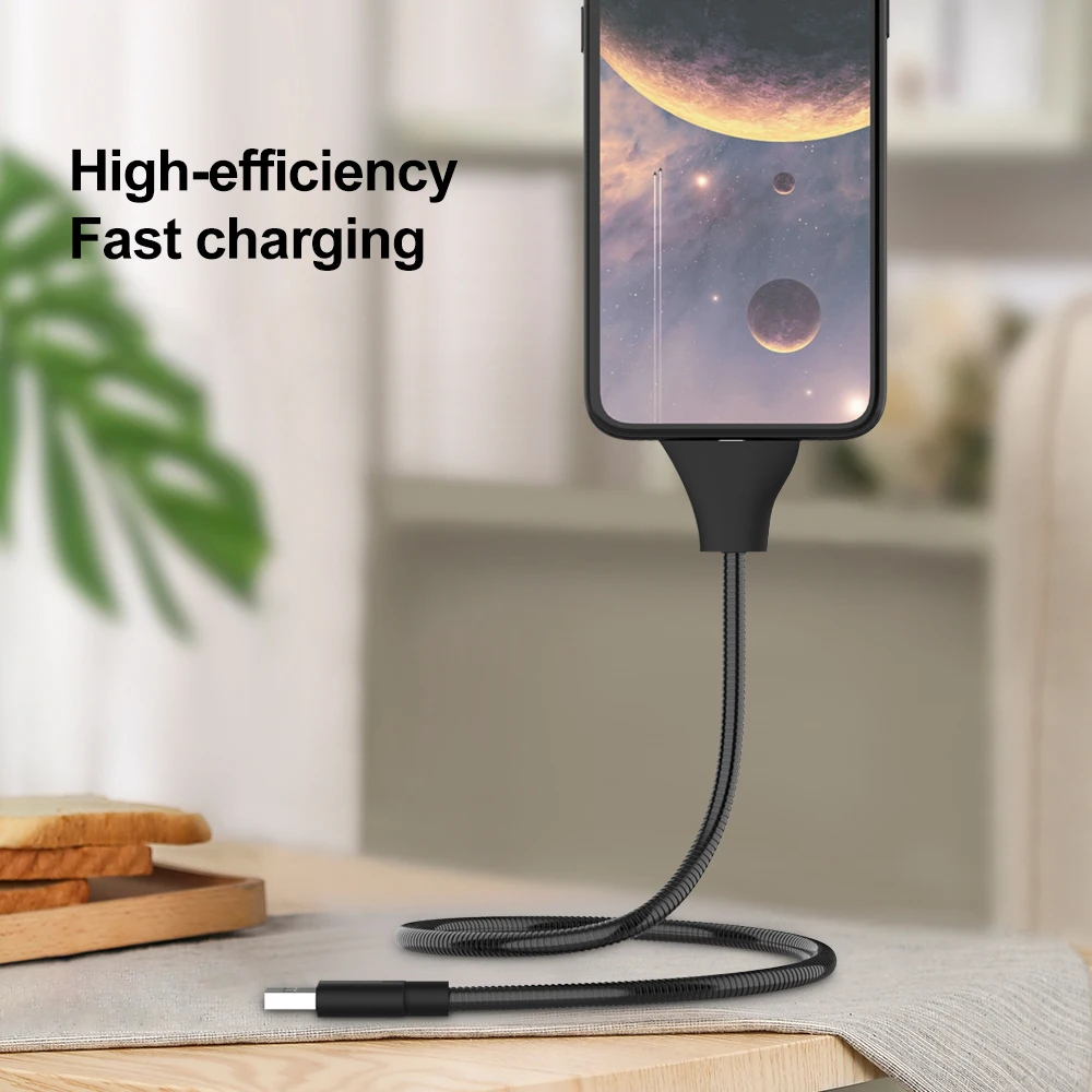 Fast Charging Type C Micro USB Cable Stand Data Lazy Car Charger Holder For iPhone Samsung Android Phone | Мобильные телефоны и