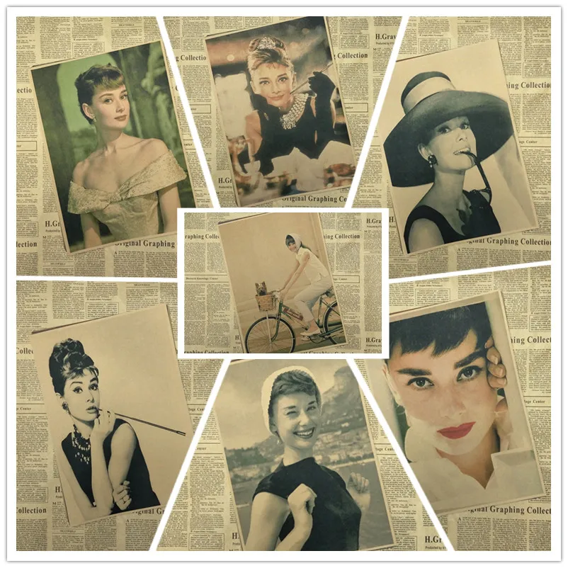 Одри Хепберн крафт бумага постер для бара/кафе ретро декор живопись настенные