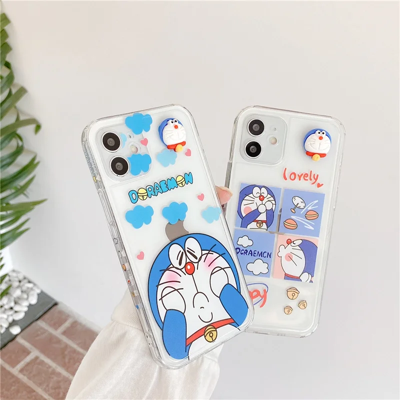 

Doraemon phonecase heart for iPhone 12 11 Pro XR X XS MAX 7 8 Plus case Iphone12 12 Mini SE 2020 clear tpu protective doll cover