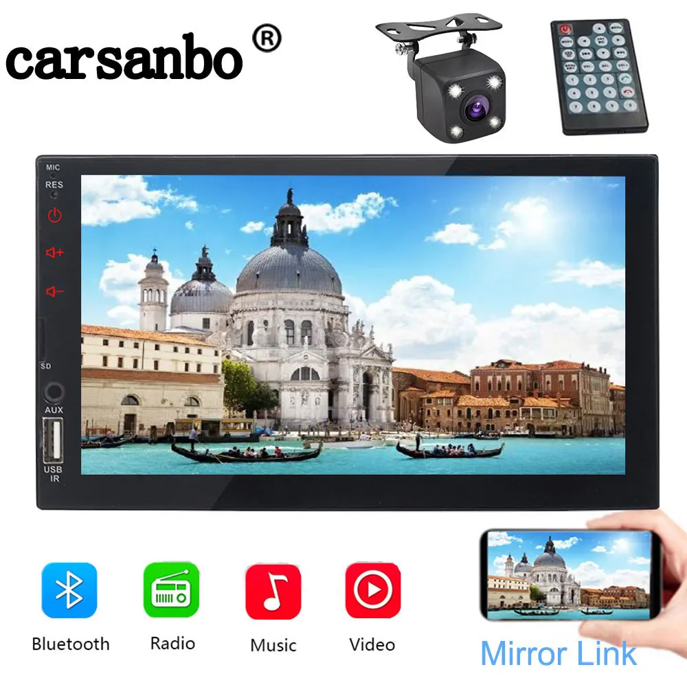 Автомагнитола 2 DIN Mirror Link (для IOS и Android) емкостный сенсорный экран 7 дюймов MP5 Bluetooth