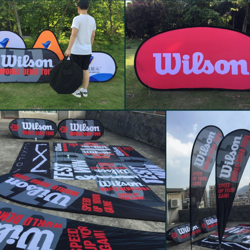 Пляжный флаг двухсторонний под заказ в форме пера и каплевидной формы наружный