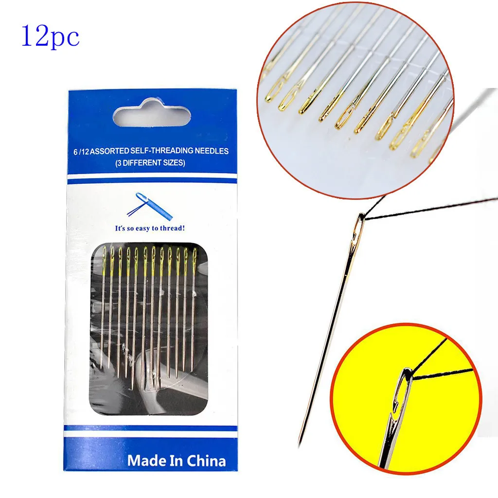 12 шт. толстые швейные иглы с большими глазами самонарезающие вышивка своими