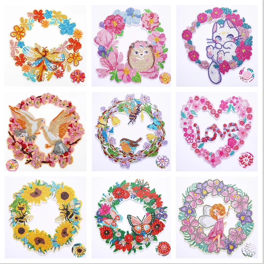 

5d Special Shaped Drill Diamond Embroidery Gift Diamond Painting Cartoon animal wreath Kit For Home Door Wall Decoration
